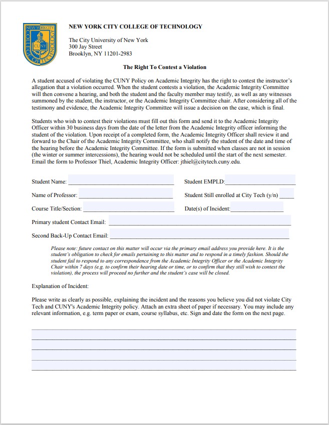 Student Right to Contest